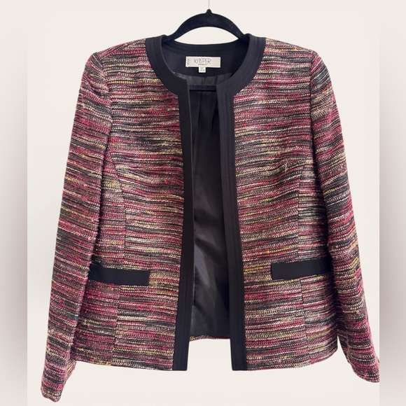 Kasper Jackets & Blazers - Kasper Women's Pink and Black Tweed Blazer
